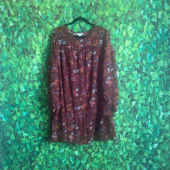 Time & Tru - NWT Floral Long Sleeve Dress - Picture 1 of 5